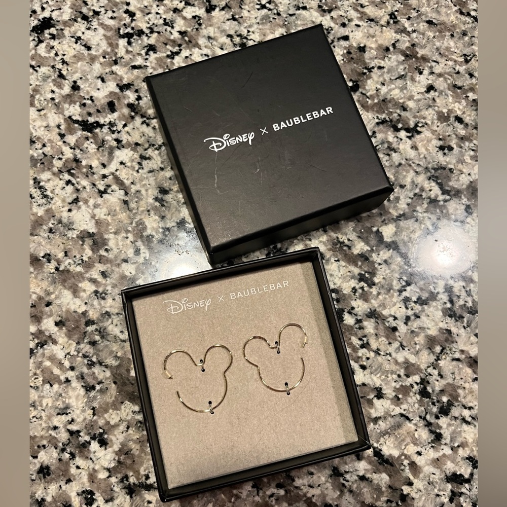⭐️ Disney x BaubleBar Mickey Mouse silhouette style hoop earrings